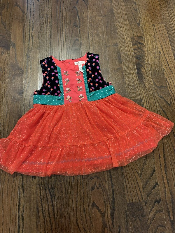 Matilda Jane Caroling Away Red Tulle Girls Christmas Tunic Top Size 6
