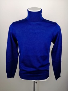 Dolcevita Lana Merino Uomo Maglia Collo Alto Vneck Maglioncino Italy Blu Indaco Ebay