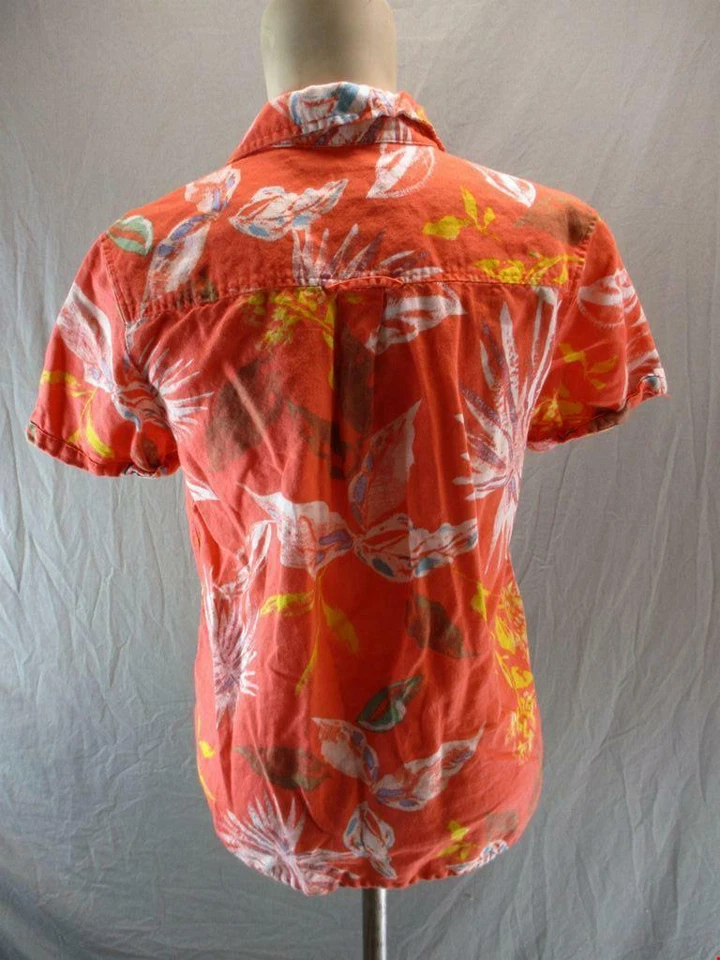 Camisa abotonada Gap talla XS coral manga corta algodón lino campamento 6Y954 Foto 4 de 4