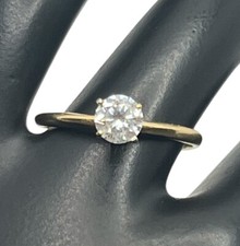 14k yellow gold CZ solitaire engagement ring size 7 vintage 4 prong