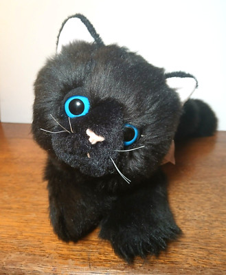 Russ Vintage fluffy black cat blue eyes ''Fritzie'' floppy kitten plush stuffed 