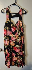 Torrid Black Floral Knee Length Sweetheart Neckline Dress Zipper Front Size 18