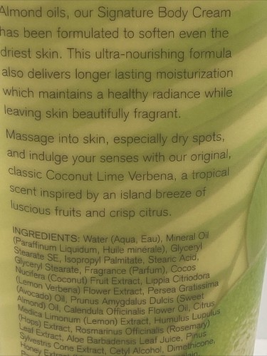 1) Bath & Body Works Coconut Lime Verbena Body Cream DISCONTINUED Lotion - Picture 8 of 12