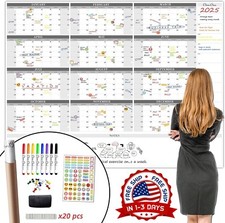 Calendario de Pizarra Blanca Extra Grande Mensual de Borrado en Seco de 48"x58"