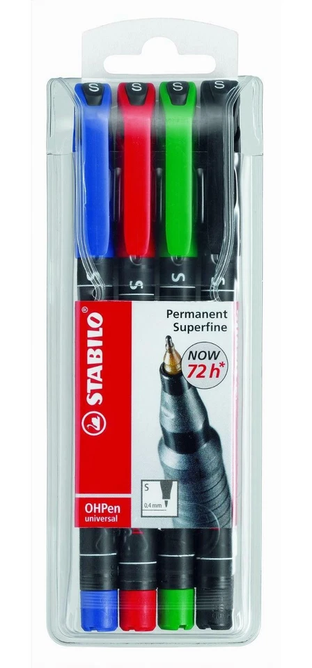 [Ref:841/4] STABILO Pochette de 4 Feutres pour Transparent OHPen Permanent Pte