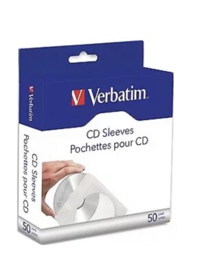 Verbatim CD/DVD Paper Sleeves with Clear Window 50pk Box s X2. 100 Total NWT