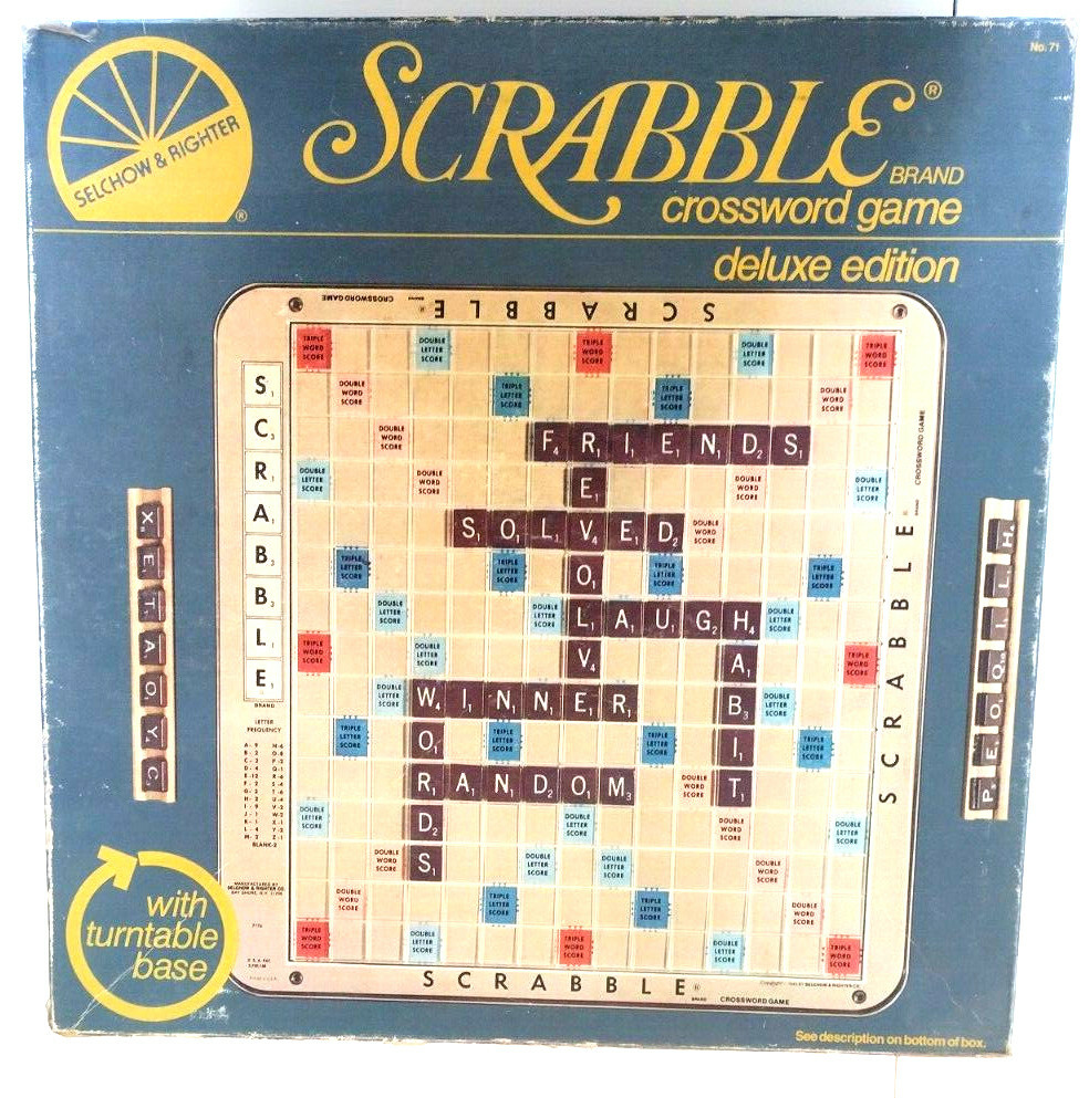 Vintage Scrabble Deluxe Edition Turntable Rotating Base 1982 Wood Tiles &  Racks | eBay