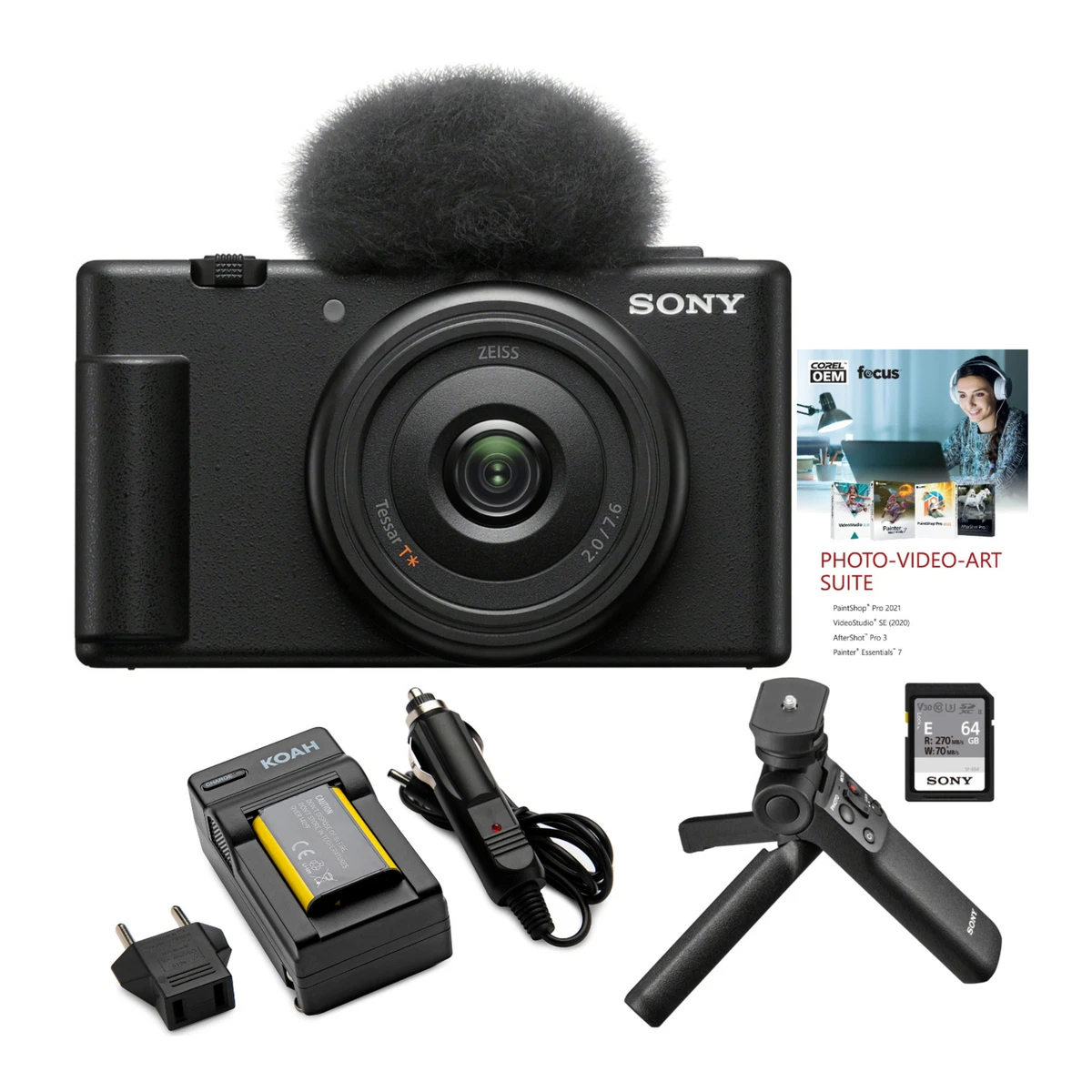 Sony ZV1F Vlog Camera for Content Creators and Vloggers Black