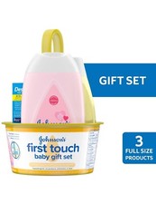 Johnson's First Touch Baby Gift Set with Baby Shampoo, Diaper Cream and Lotion
