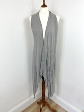 Sarah Pacini Grey Asymmetrical Waterfall Waistcoat Gilet Jacket Size S M