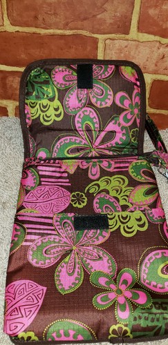 TABLET READER ' WOMENS BROWN AND PINK FLORAL SHOULDER BAG 2721 - Picture 2 of 9