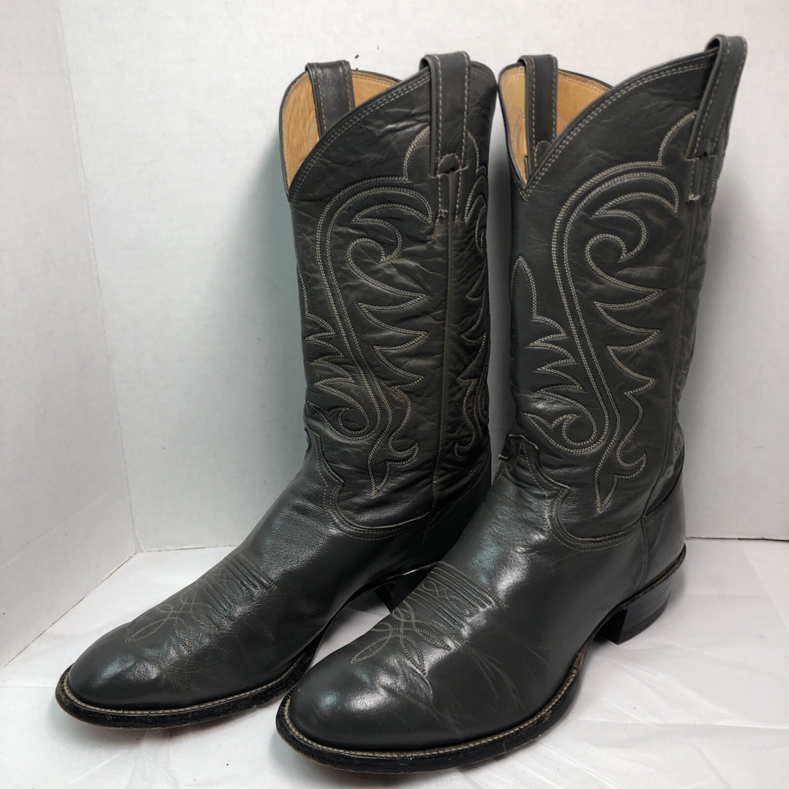 Justin Mens Cowboy Boots Size 11 D Style N5415 Gray Leather USA 23 OU