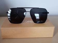 HTMS Hipster Hexagonal Polarized Sunglasses Men Women Black on Black Frames