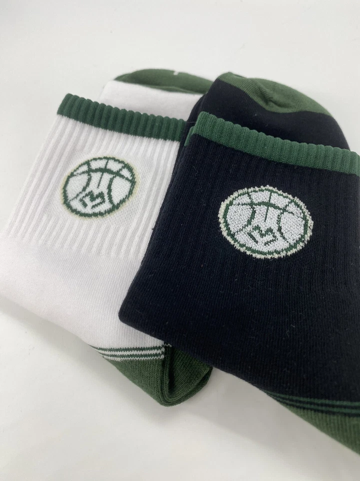 2 pares de calcetines de baloncesto Milwaukee Bucks hombre/niño 6,5-10,5 verde, negro, blanco Foto 4 de 4