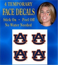 Auburn Tigers Face & Body Decals Temp Tattoos Set of 4 NCAA Licensed
