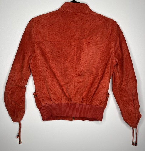 Bebe Leather Bomber Style Coat Burnt Orange With Gold Accents Size Small - Picture 7 of 24