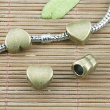 8pcs antiqued bronze color 2 sided heart shaped LOOSE beads EF1255