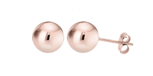Sterling Silver Round Ball Stud Earrings Real Solid Silver Studs Rose Gold Studs - Afbeelding 12 van 13
