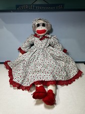Vintage Handmade Sock Monkey Doll W/ Beautifully Detailed Handmade Clothes 21"