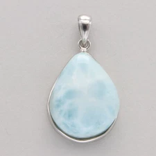 Drop / Pear Blue LARIMAR Teardrop Caribbean Pendant 925 STERLING SILVER # 185e