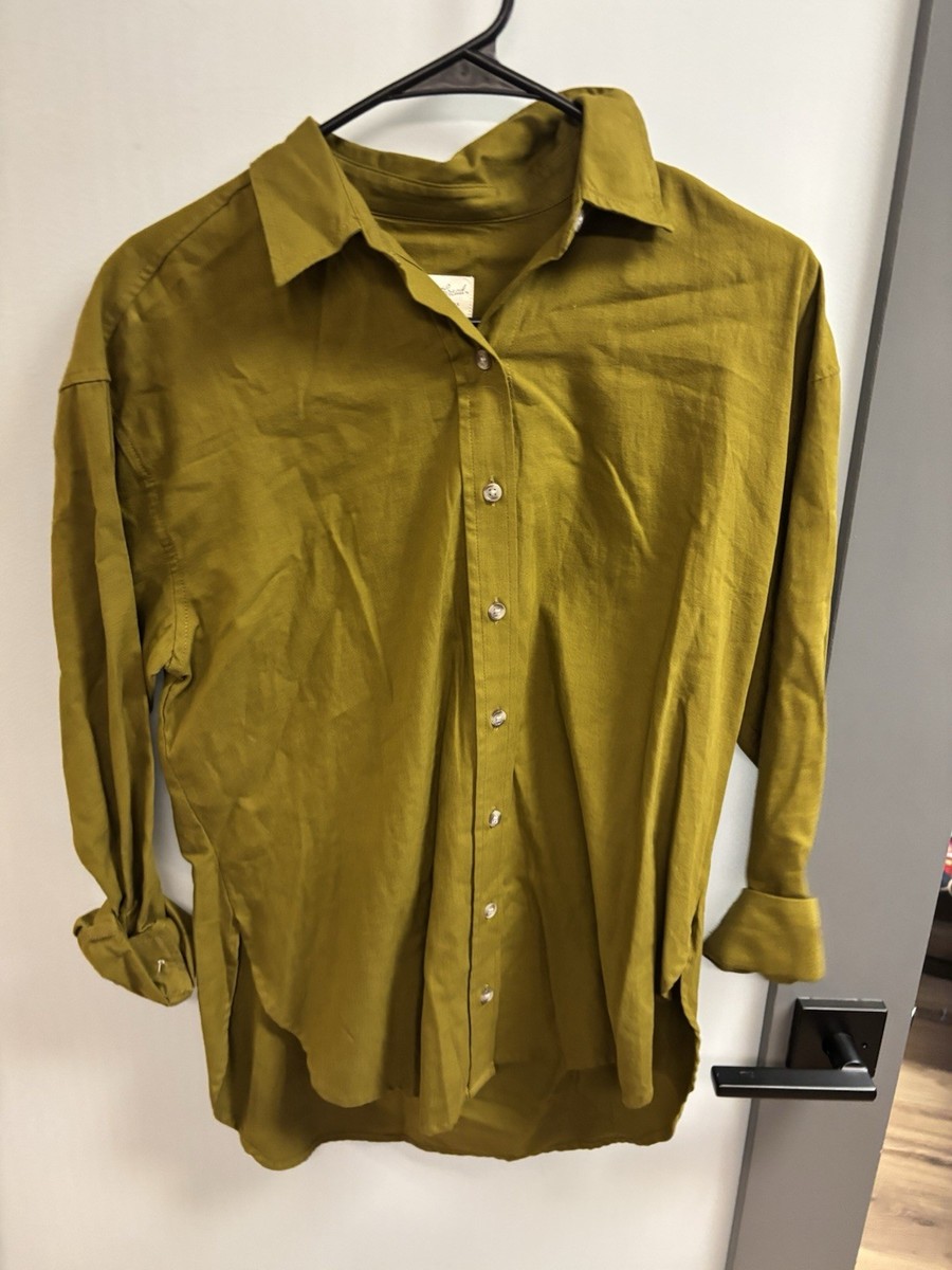 NWT Universal Thread Olive green Ladies Linen Look Button Front Blouse Size  XS | eBay