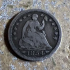 1854 Seated Liberty Half Dime with Arrows. 90% Silver U.S. Coin C-131