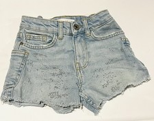 Zara Light Cut Off Blue Denim Shorts With Sparkles Size 6 Kids