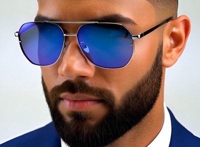 Men's Sunglasses Square Gold Silver  Flat Lens Designer Mirror Fashion Shades