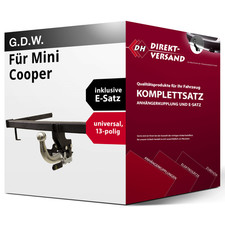 Anhängerkupplung abnehmbar + E-Satz 13pol universell für Mini Cooper 01- neu