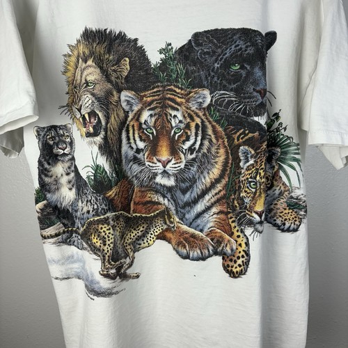 Habitat vintage anni 90 grandi gatti leoni avvolgenti AOP natura punto singolo taglia XL - Foto 2 di 6