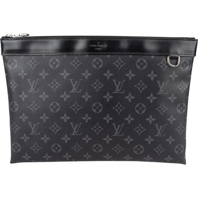 Louis Vuitton Canvas Monogram Eclipse Pochette Voyage MM Clutch Abendtasche
