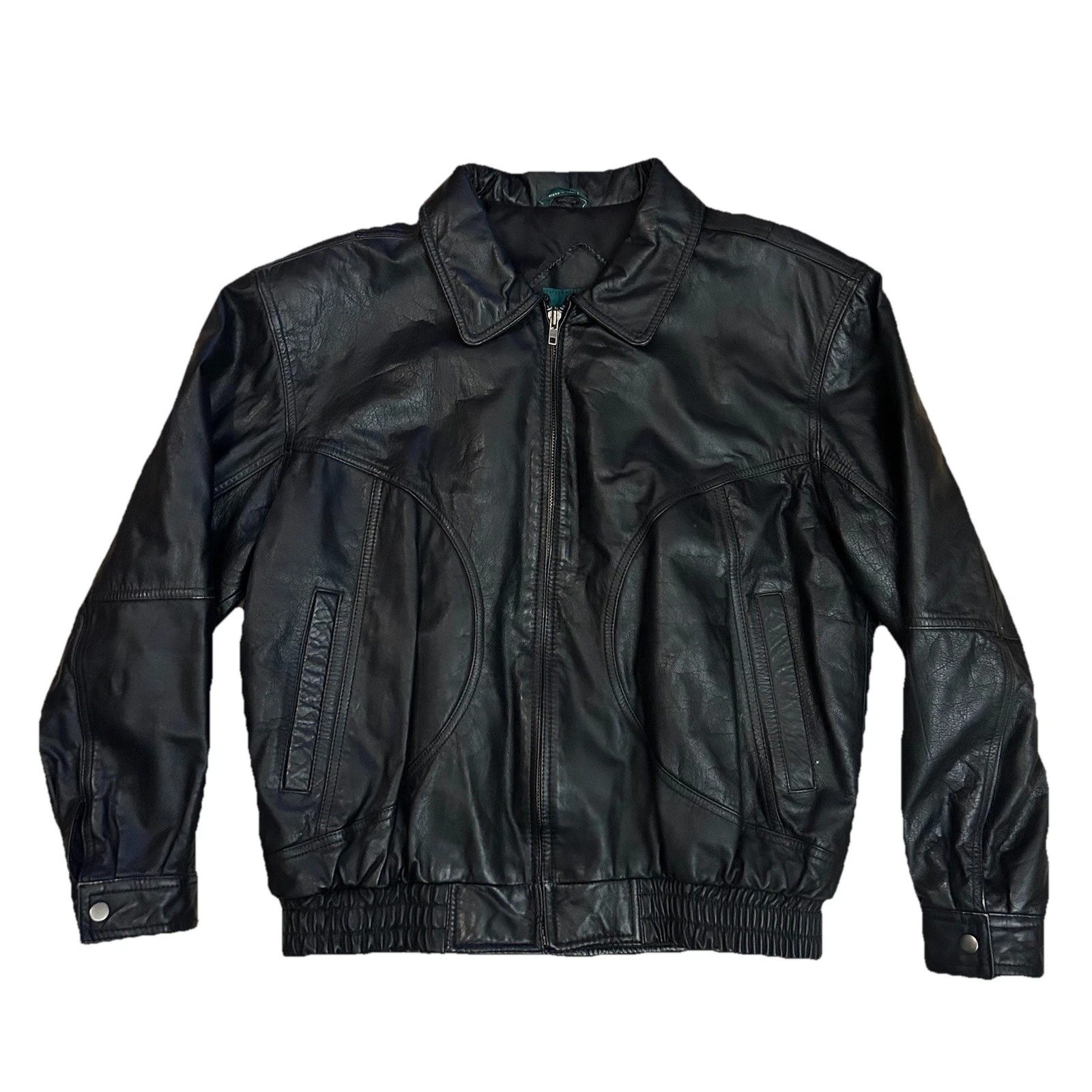 Vintage Hill & Archer Zip Leather Jacket Motorcycle Bomber Riding Black Men’s 44