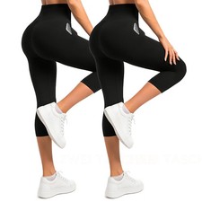 Capri Leggings with Pockets for Women-2 Packs High Waisted Buttery Soft Opaqu...