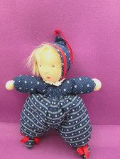 Waldorf Art  Schmusepuppe Puppe Stoffpuppe blau Haare ca. 28cm