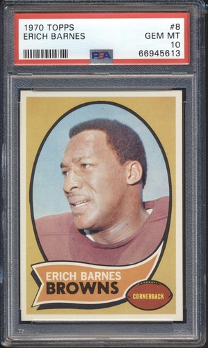 1970 Topps Football Erich Barnes #8 PSA 10 CLEVELAND BROWNS GEM MINT POP 3
