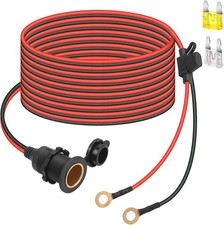 12V/24V Fixed Thread Cigarette Lighter Socket Extension Cable -12 FT