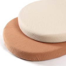 lulumoon Baby Muslin Bassinet Sheets: Standard Bassinet, Beige  Caramel