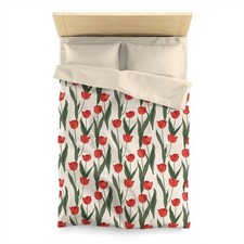 Red Tulips - Floral Microfiber Duvet Cover - Flower Lover Bedding