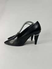 Chanel Black Leather Pearl-Heel Pumps Size 38 EU/ 8 US/ 5 UK