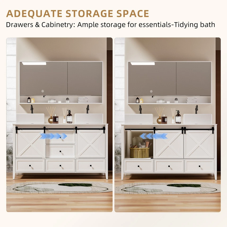 Juego de 5 cajones combo lavabo lavabo baño independiente grande de 60" Foto 4 de 4