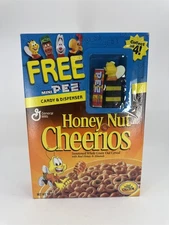 General Mills Honey Nut Cheerios Unopened Cereal Box W/ Free Mini Pez Dispenser