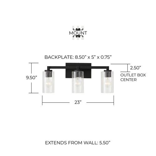 Capital Ravenwood 23"W Black Iron 3-Light Vanity Bath Light - Picture 6 of 7