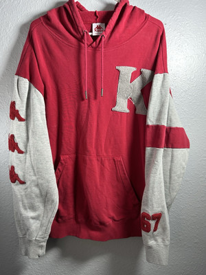 Kappa Regular Fit Red Gray Authentic Bensy Hoodie Sweatshirt Men Size 3XL