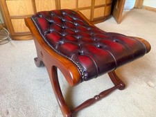 Chesterfield Oxblood Real Leather Slipper Footstool