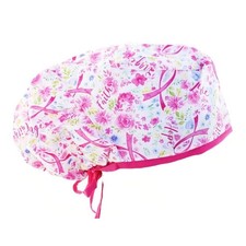 Bouffant Pink Ribbon Hope  Faith Scrub Cap Hat
