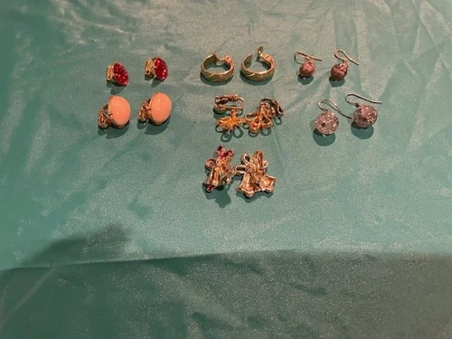 Vintage Costume Jewelry Earrings Lot of 7 Pairs & 3 single earrings