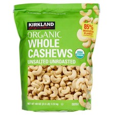 Kirkland Organic Whole Cashews, Unsalted Unroasted, 40oz 2.5lb/1.13kg