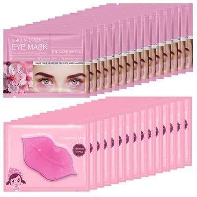 30PCS Lip Mask Under Eye Masks Patches, Crystal Collagen Hydrating Moisturizi...