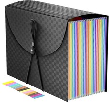 Expanding File Folders Accordion Organizer with 24 Grid Rainbow