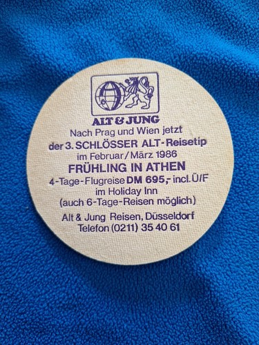 Bierdeckel Athen 1986 - Schlösser Alt Düsseldorf